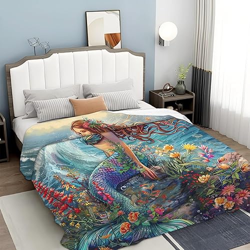 Miniatura 297 de Tijuboni Manta con diseño de tortuga marina y océano, regalos náuticos para mujeres, hombres, niñas, niños y adultos, manta de franela suave para