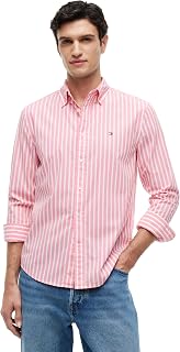 Tommy Hilfiger Men's Long Sleeve Poplin Shirts in Regular Fit, Men's Button Down Shirts, Also Available in Big and Tall