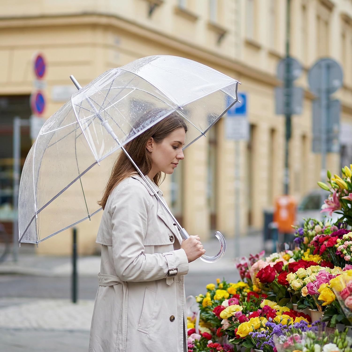 G4Free 52 inch Clear Bubble Umbrella, Large Canopy Transparent Dome Coverage Stick Umbrella, J Hook Handle European Style for Weddings,Prom,Graduation and Outdoor Events - Image 6