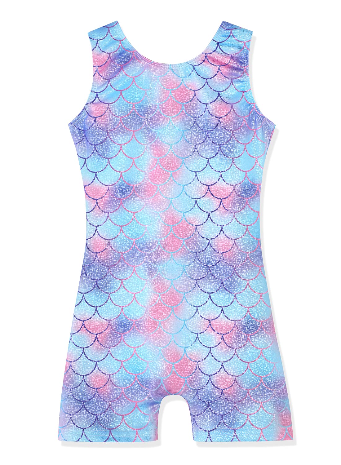 Leotards for Girls Gymnastics Toddler Dance Biketards Mermaid Unicorn Athletic Dance Wear Shiny Rainbow Blue Hotpink