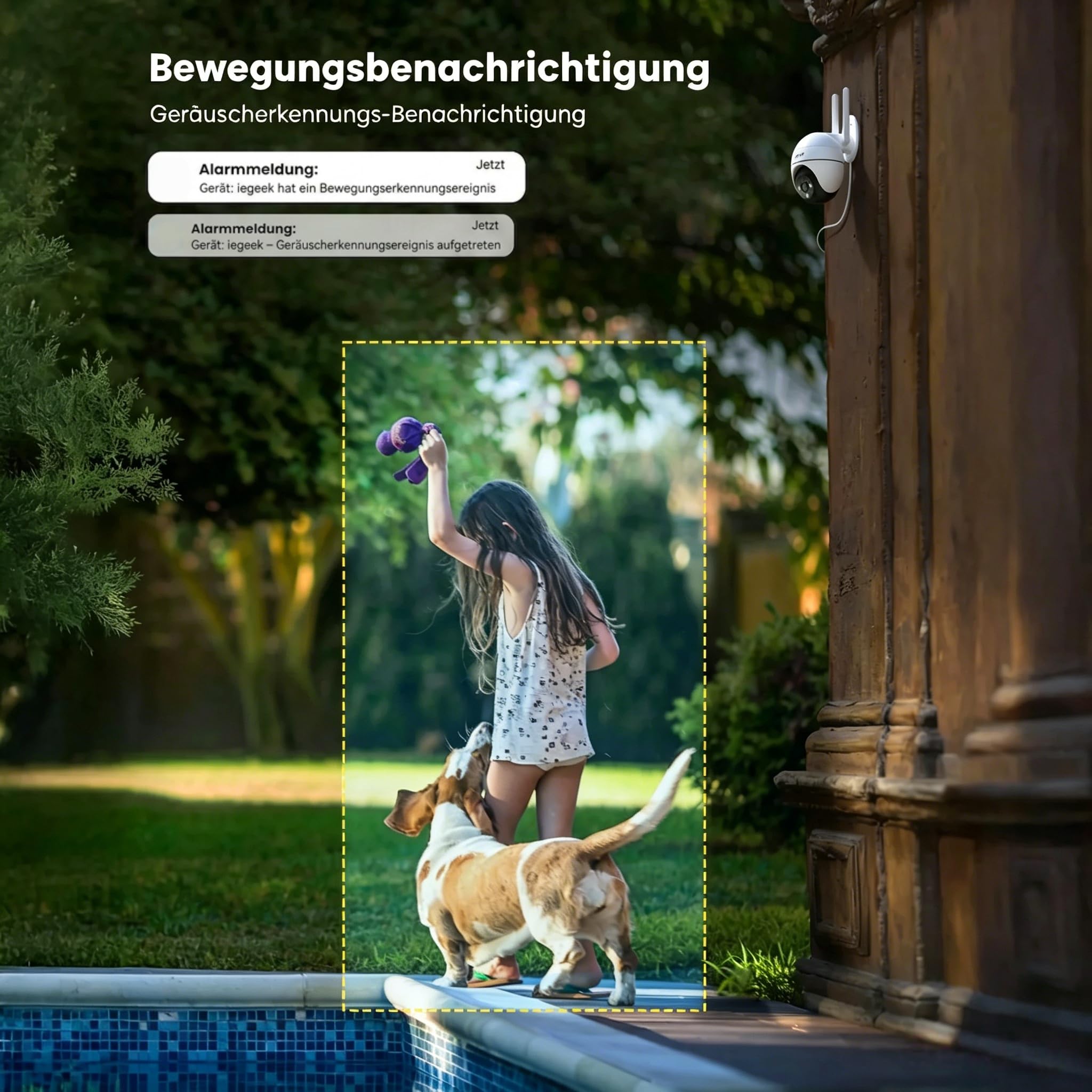 ieGeek 2K Überwachungskamera Aussen mit Kabel - 2,4/5G & 360°PTZ, 2 Stück | Automatische Verfolgung, WiFi Dome Outdoor IP Kamera, Farbige Nachsicht, Bewegungserkennung, Zwei-Wege-Audio, 24/7 Aufnahme