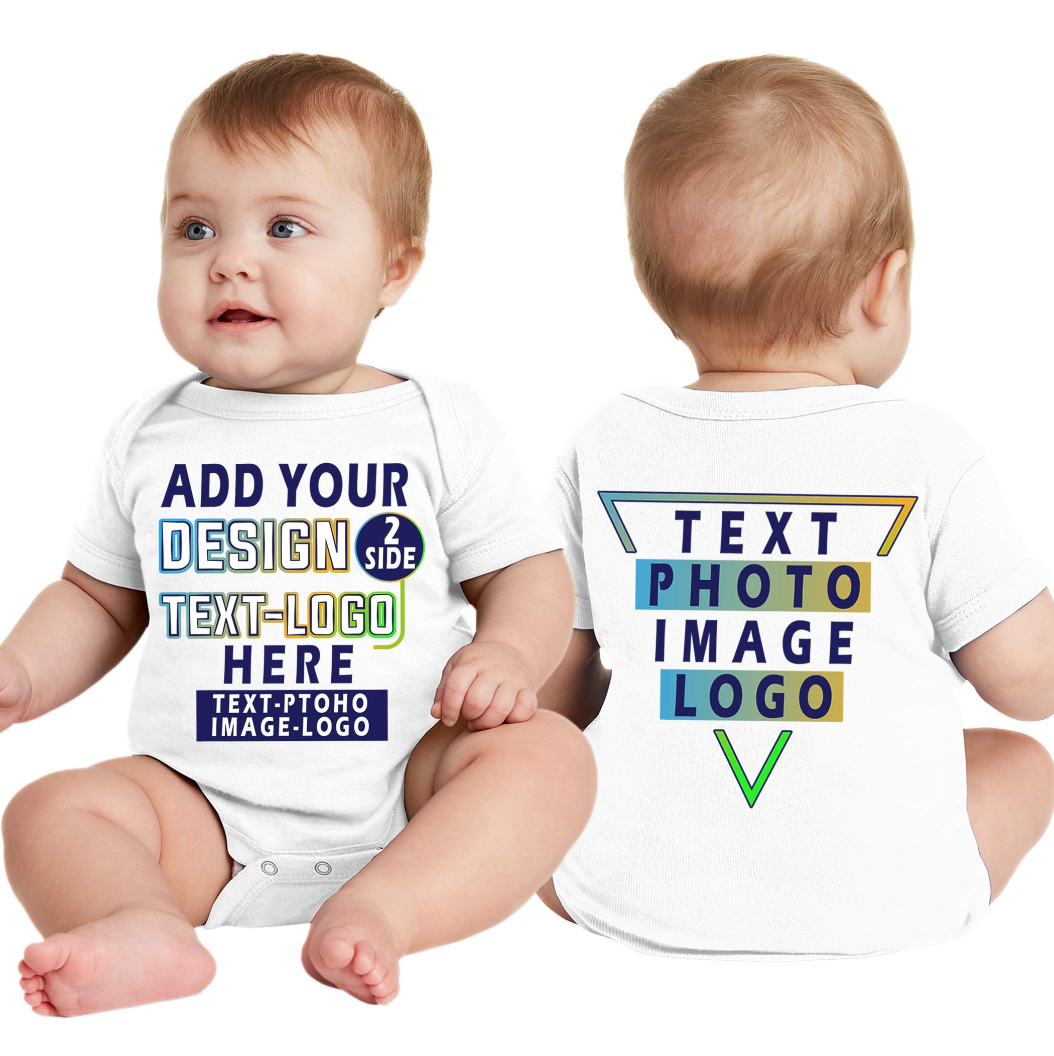 NACRE APPAREL Custom Baby Bodysuits Add Your Own Design Photo Image Text Personalized Infant Bodysuit