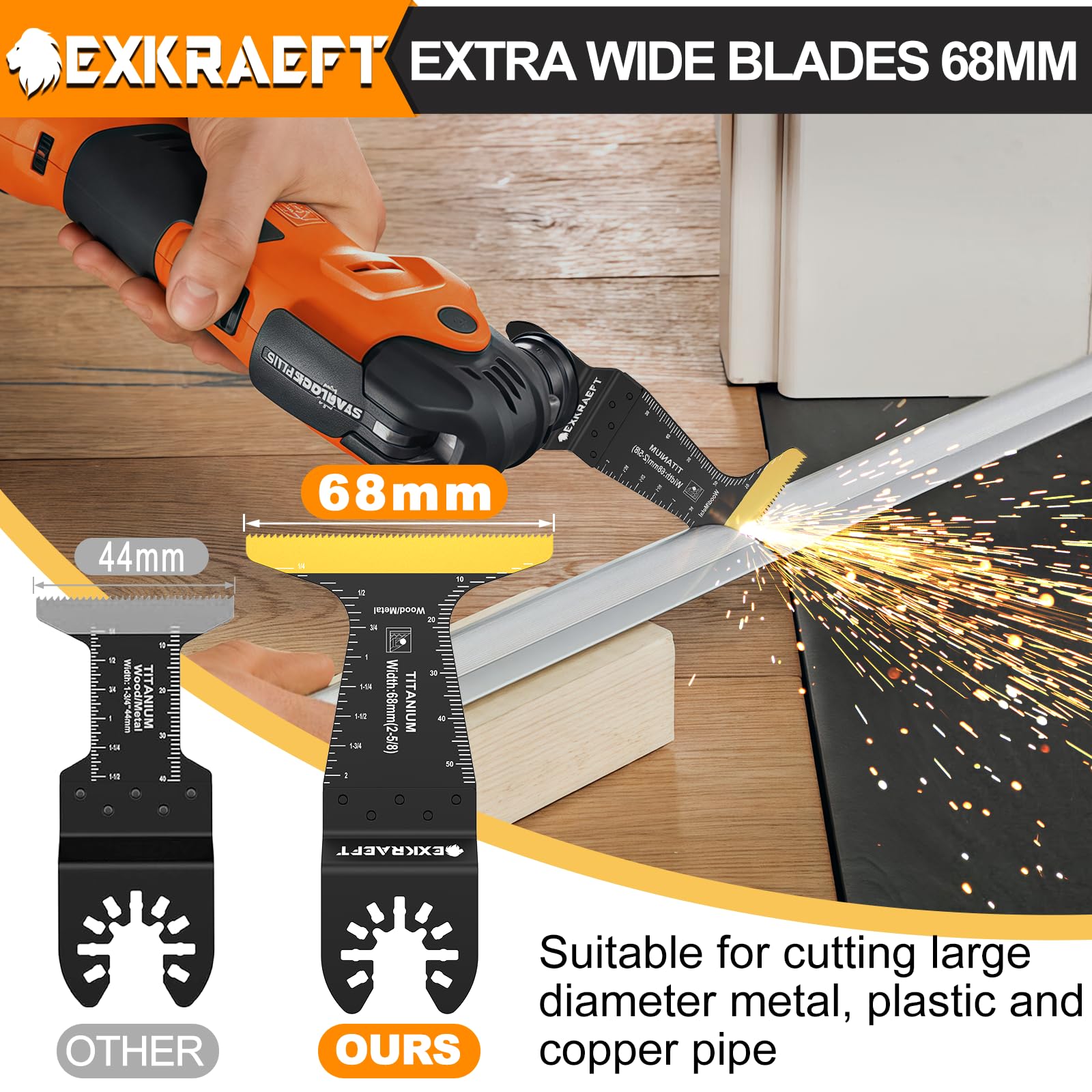 EXKRAEFT 18 cuchillas oscilantes de titanio, cuchillas multiherramienta universales para clavos de metal, madera, plástico y material duro, hojas de sierra oscilantes compatibles con Dewalt Milwaukee