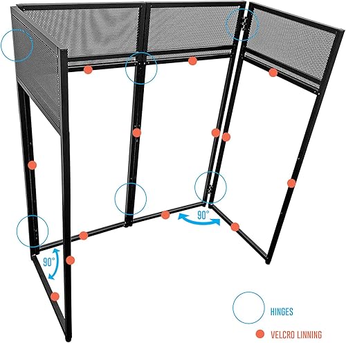 Miniatura 4 de AxcessAbles - Cabina de fachada portátil para DJ con bandas de iluminación en blanco y negro, fundas de transporte, mesa de DJ de pie - 40 x 20