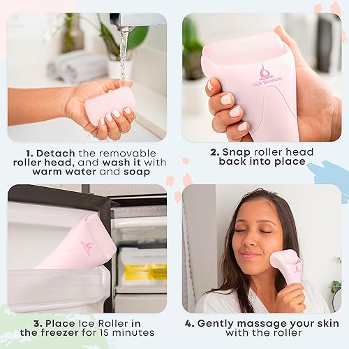 Miniatura 7 de Juego de masajeador facial 2 en 1 con rodillo de hielo, enfriamiento terapéutico para tonificar y apretar naturalmente  Ilumina la tez y reduce las