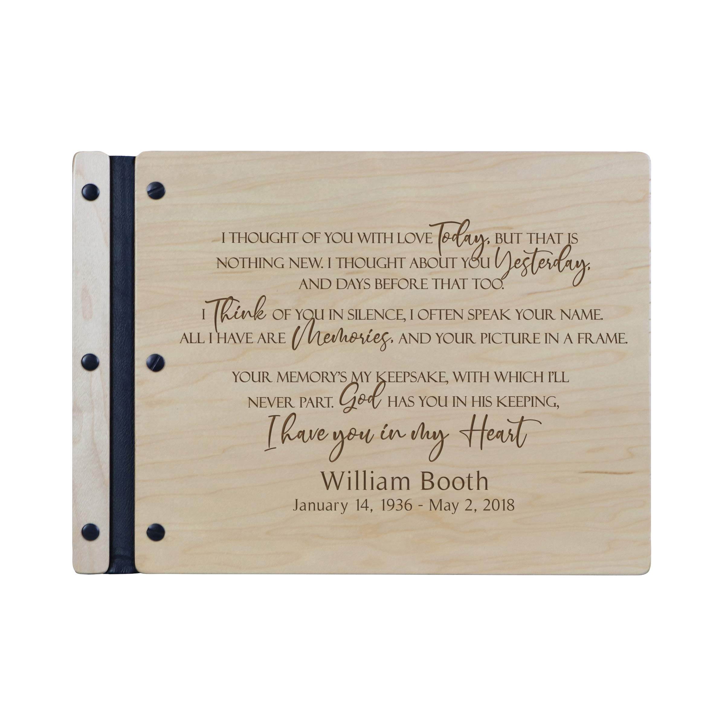 LifeSong Milestones Personalized Funeral Service Guest Book Engraved Wood Memorial Guestbook Celebration of Life Remembrance in Loving Memory Keepsake13.5x10 (Maple)
