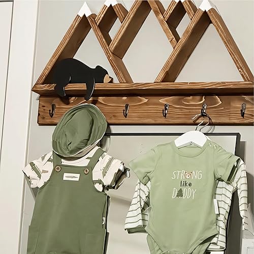 Miniatura 2 de Fcimu Decoración de guardería de bosque para bebé, decoración de oso negro, oso dormido de madera, decoración de bosque safari para aula,