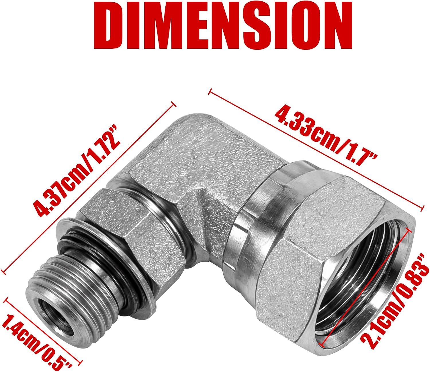Replacement 6901-06-08 90° Elbow Adapter 3/8" Male BOSS Swivel ORB x 1/2" NPSM Female Pipe Swivel, for Hydraulic Elbow Pipe Fittings Carbon Steel