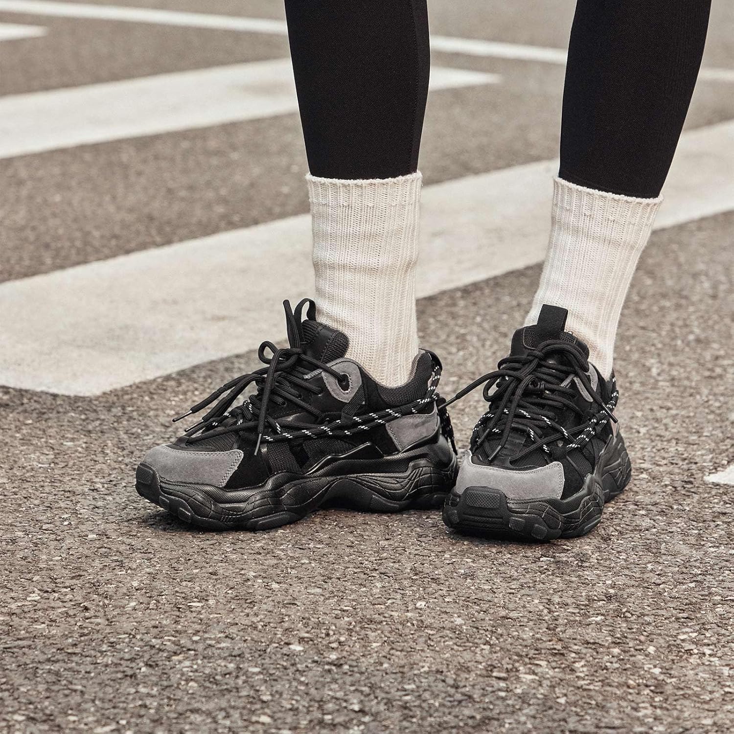 BEAU TODAY Womens Chunky Sneakers,Womens Fashion Sneakers,90s Comfortable Running Dad Shoes,Platform Casual Lace up Non Slip Rave Tennis Walking Shoes - Image 6