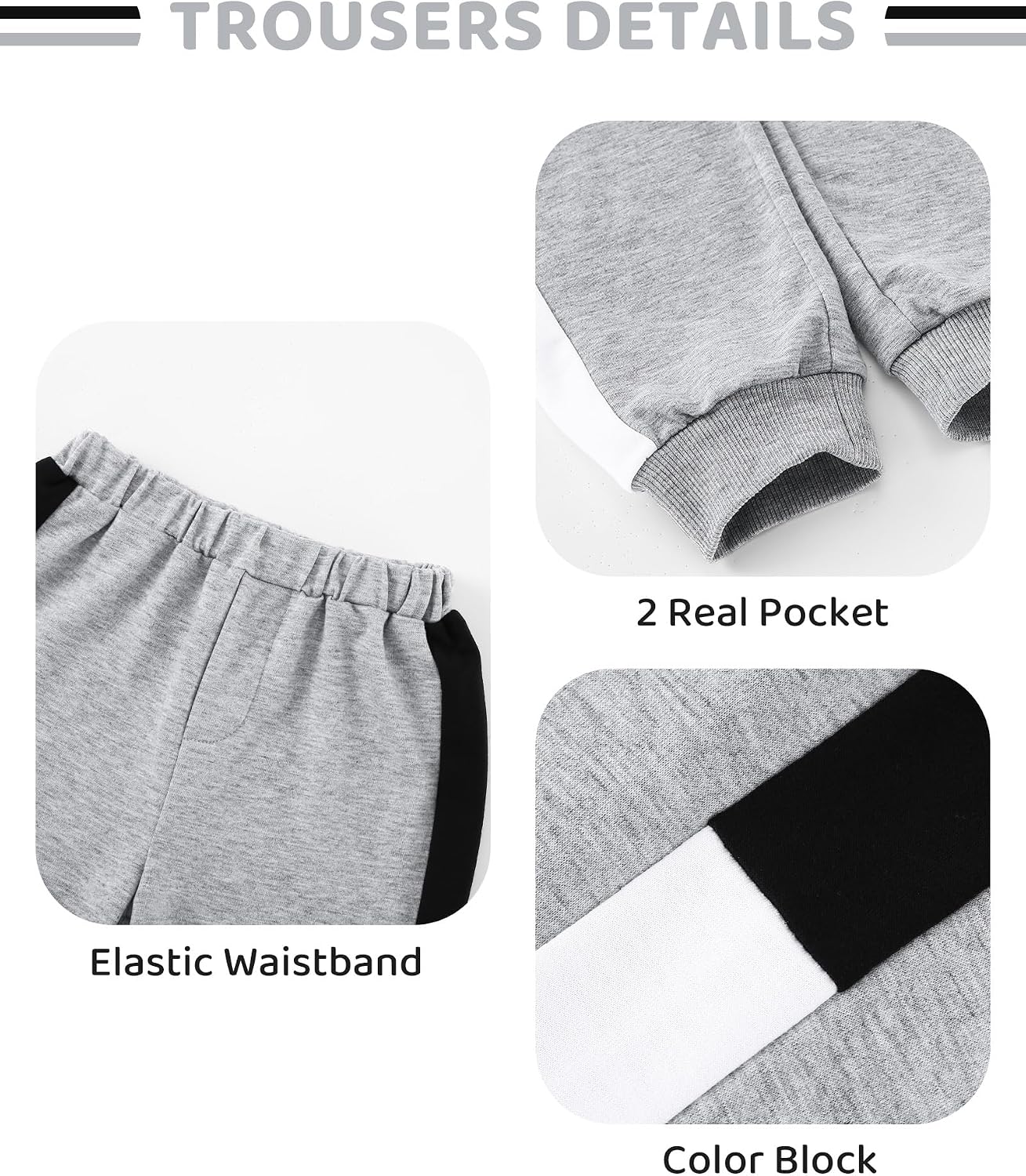 DISAUR Baby Boy Clothes Color Blocking Hoodie Top with Pocket and Pants