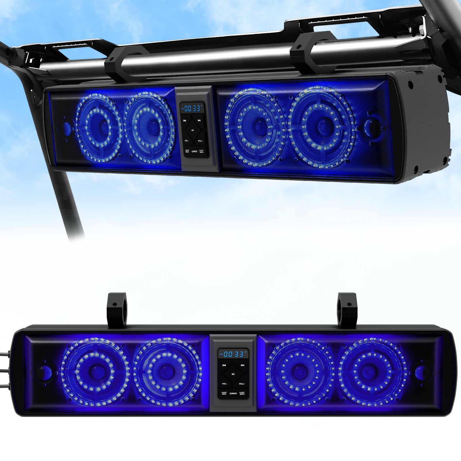 Velontork UTV Sound Bar ATV Speakers Bluetooth Waterproof with RGB Lighting, 28