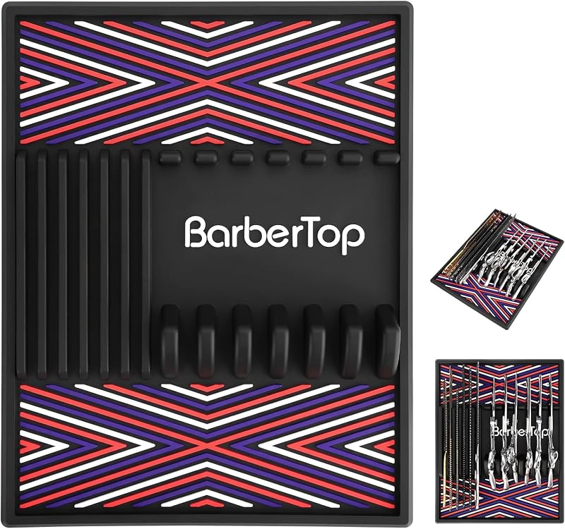 Tapete organizador BARBERTOP para ferramentas de barbeiro com 12 compartimentos