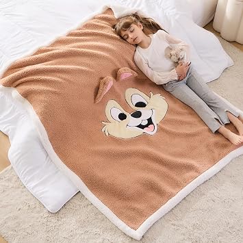 NEWCOSPLAY 3D Cartoon Sherpa Throw Blanket for Kids, Squirrel, 50x60