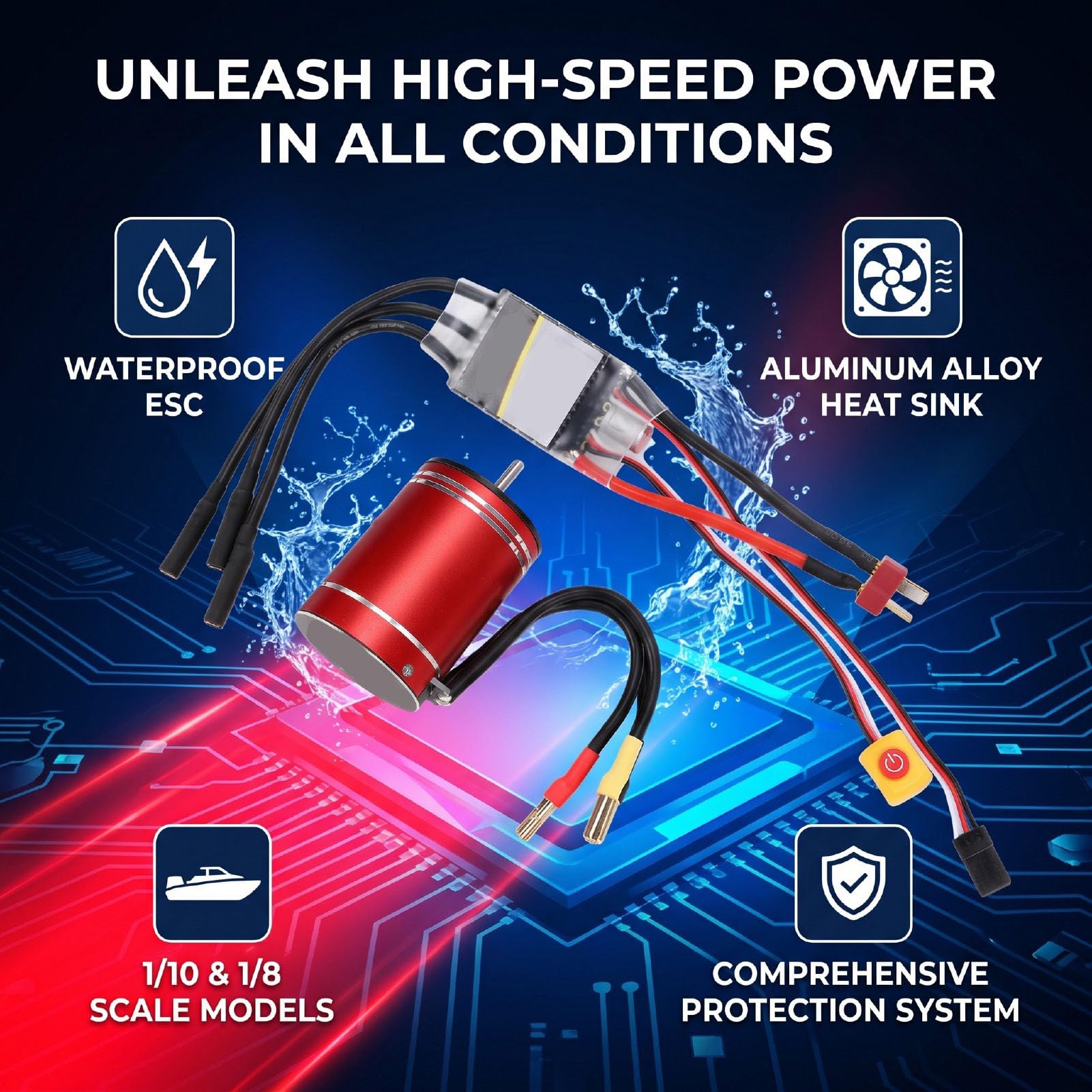 Szybki Silnik Bezszczotkowy RC ESC Combo 5600KV z 75A ESC dla Ciężarówek w Skali 1/10, łodzi, Wodoodporności