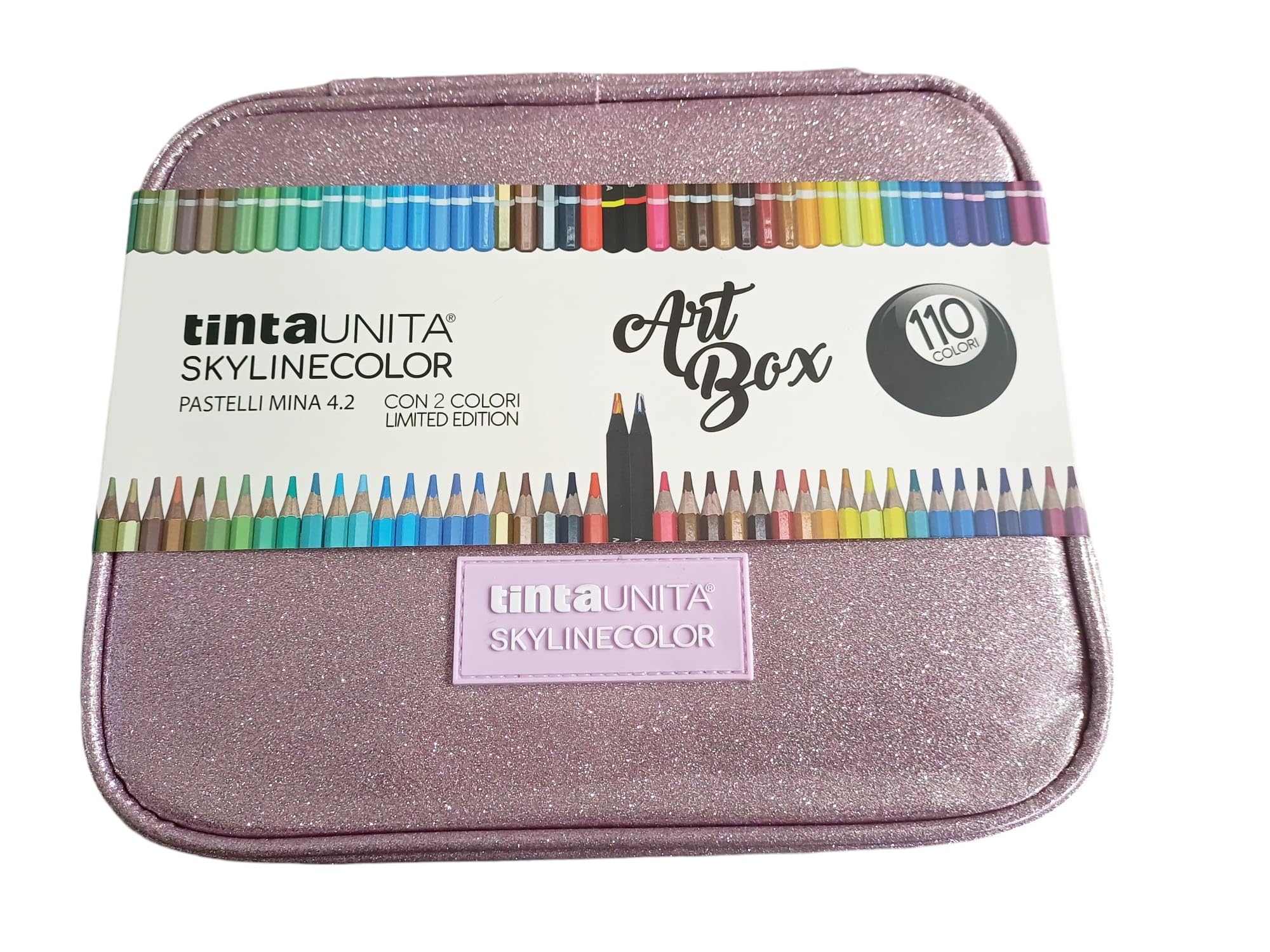 Tinta Unita Skylinecolor Art Box Glitter 110 Pastelli, 4 Colori Disponibili, 1 Pezzo (Rosa)
