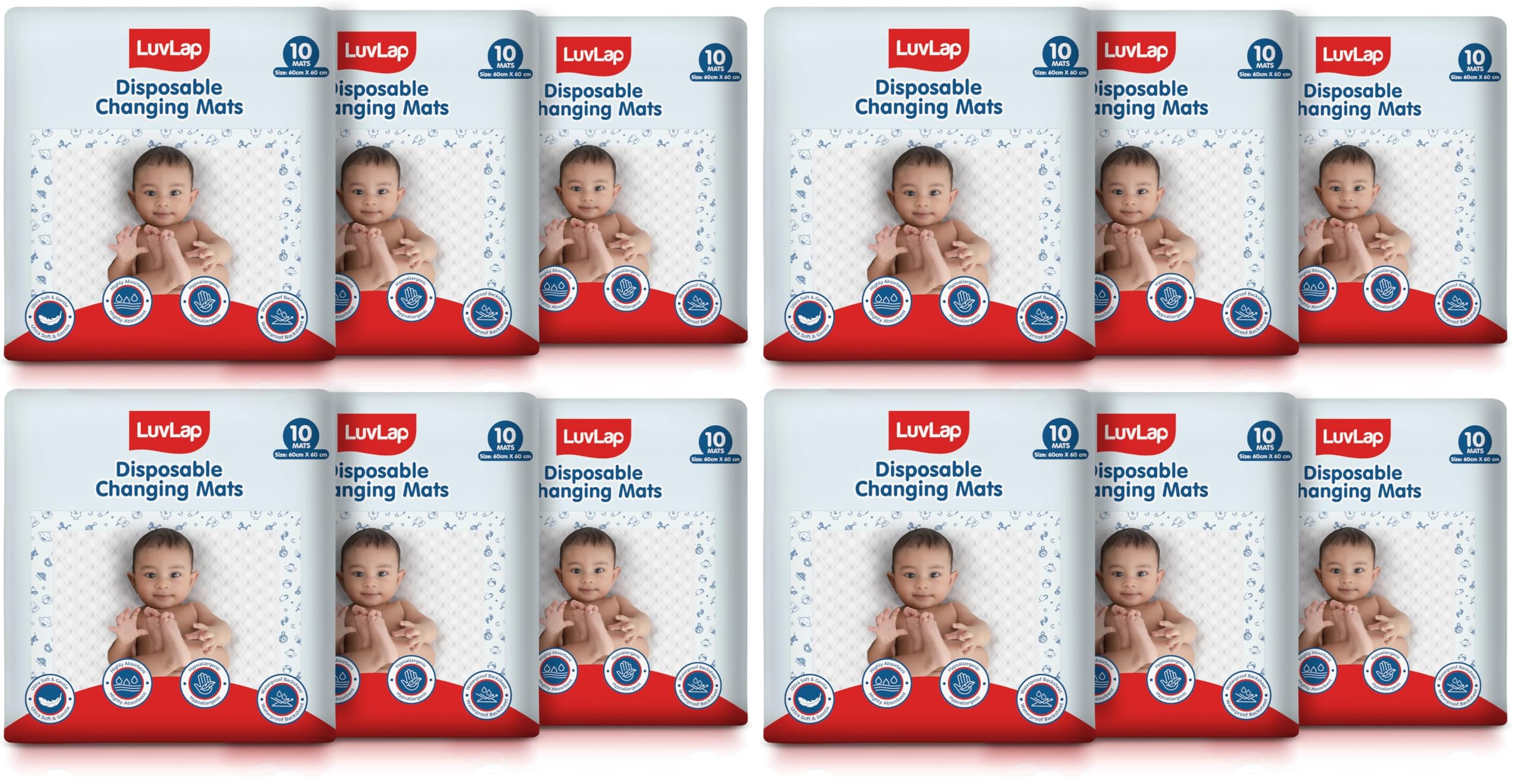 LuvLap Disposable Baby Underpad cum Changing Mats, 60 Count 60x60 CM Waterproof Pads for baby, Breathable Underpads act as 100% Water Proof Bed Protector, Non Slip Backsheet, Hypoallergenic-image-46