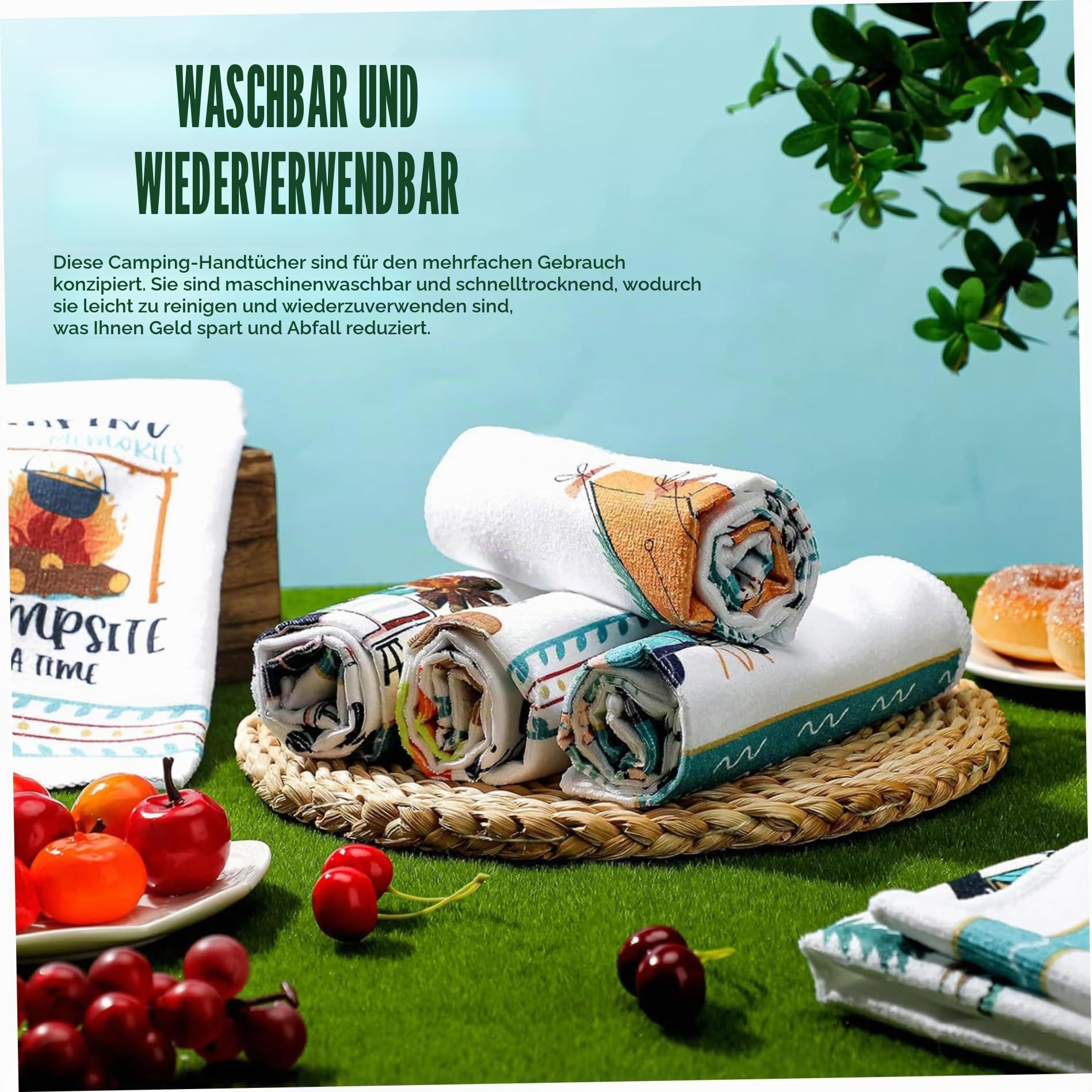 Campingküchentücher, Geschirrtücher, 6pcs 24x16 Zoll Wasser absorbierende Campingschale Handtücher, weiche Mikrofaser -Camping -Handtücher mit lustigen Sprüchen für Wohnmobile Campingactory Neuheiten
