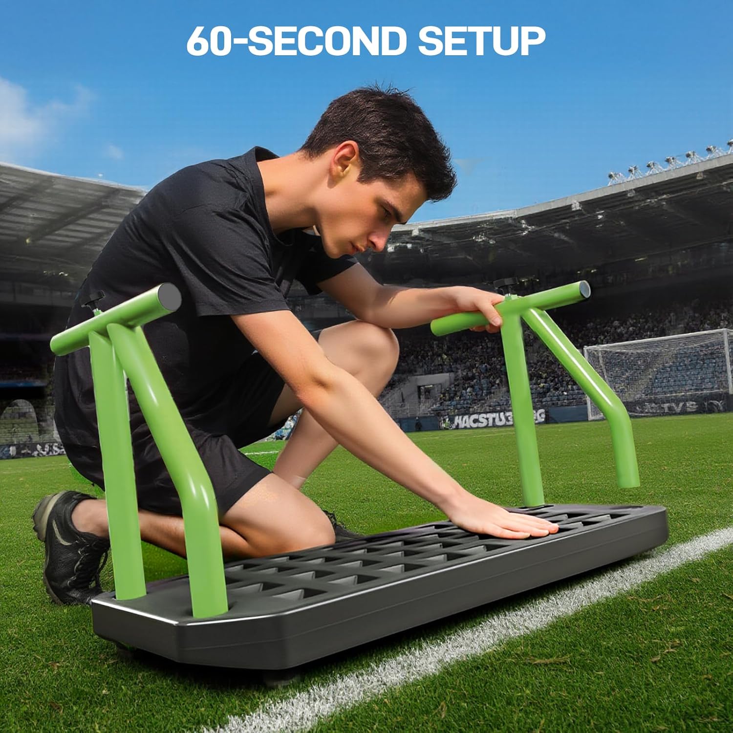 Soccer Rebounder Board – Dual-Sided Training Wall with 6 Rebound Modes, Adjustable Angles (60°-120°), Heavy-Duty Steel Frame & Sandbag – Portable Soccer Practice Equipment for Solo Drills