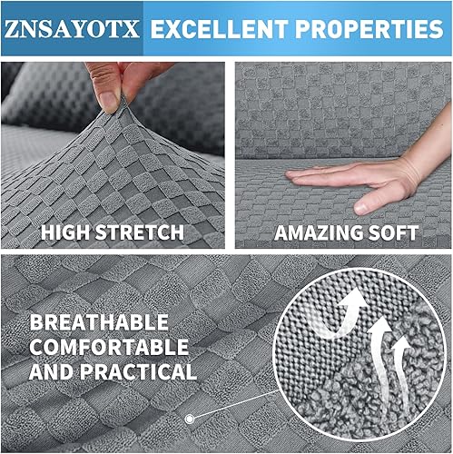 Miniatura 5 de ZNSAYOTX Fundas para sofá modular, fundas elásticas de jacquard con parte inferior elástica para sofá modular en forma de L, 2 protectores de sofá