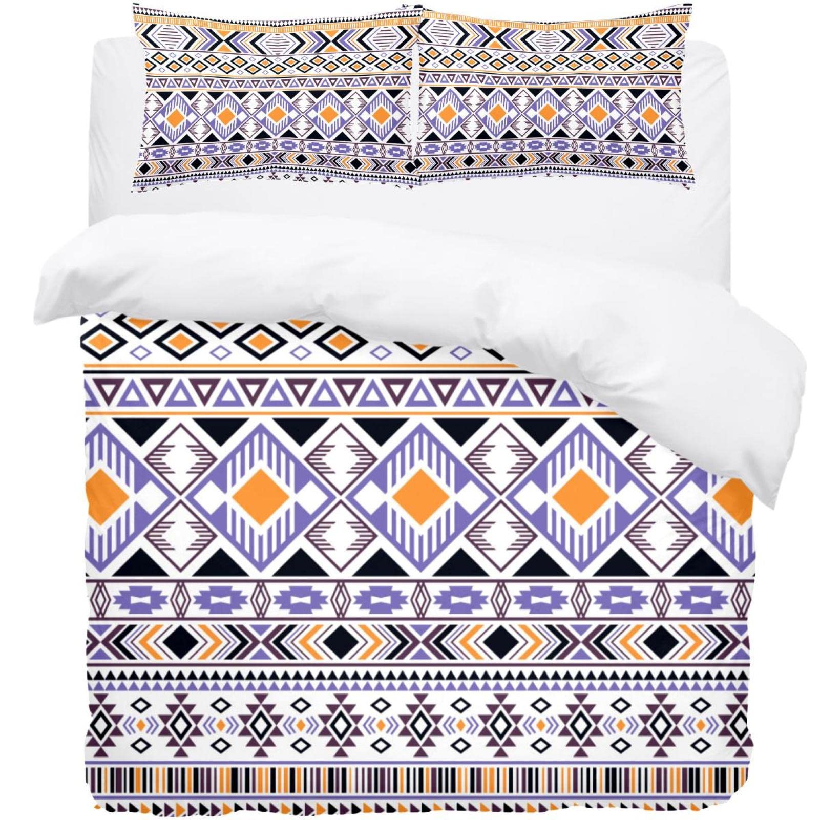 Parure de lit motif tribal ethnique avec housse de couette et taie d'oreiller douce