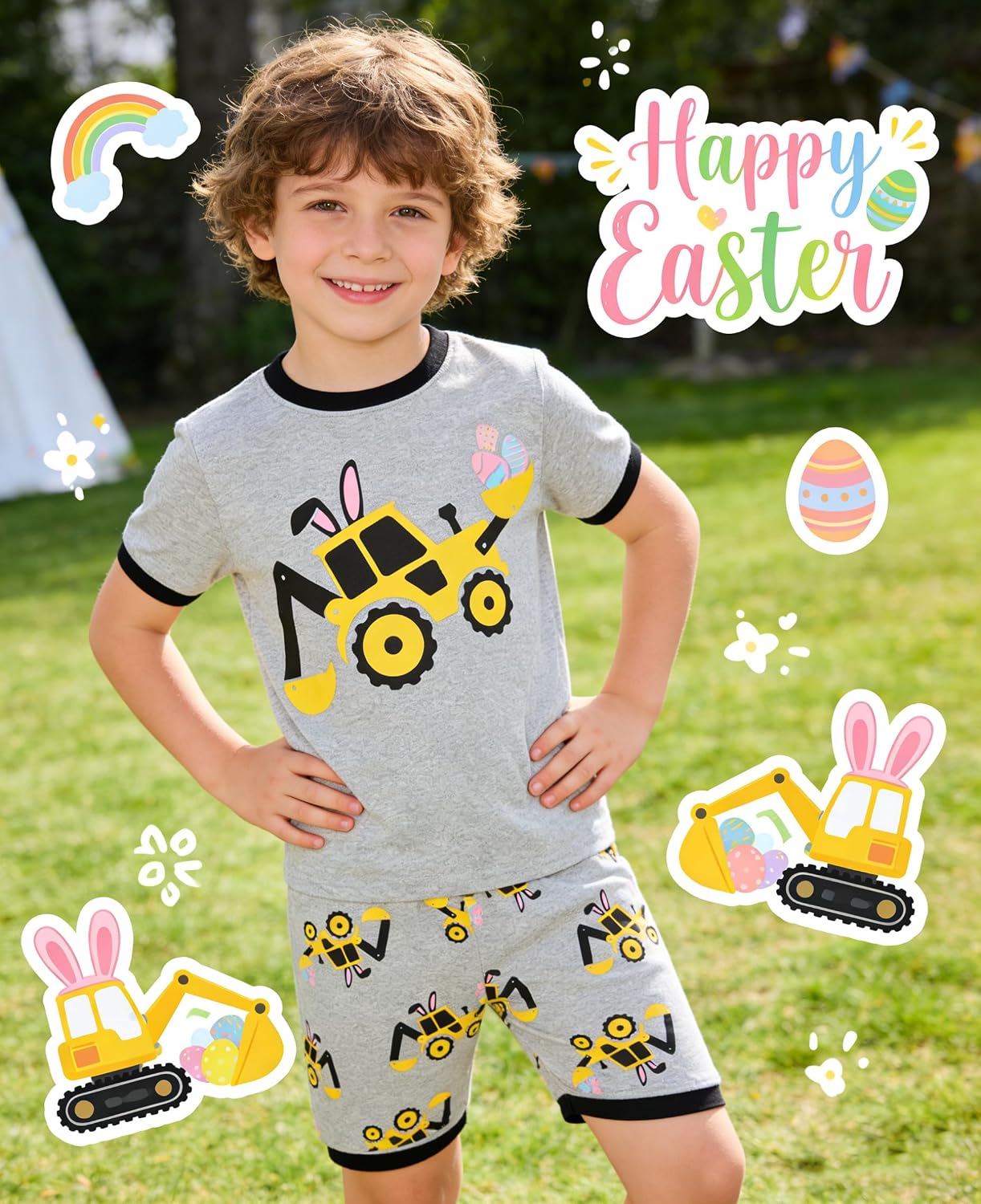 Akyzic Boys Pajamas 100% Cotton Planet Pjs Toddler 2 Piece Short Sleeve Sleepwear Summer Kids Clothes Set 3t-10t image 4