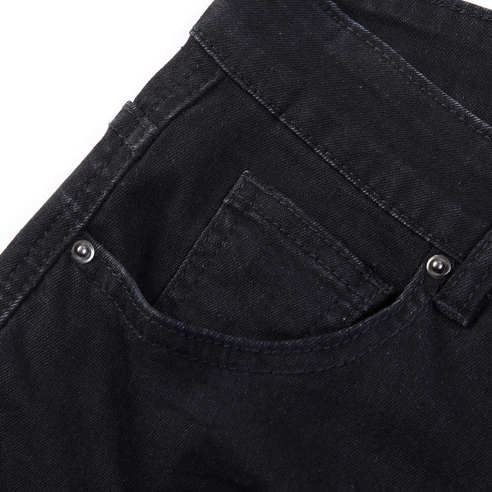 Jeans da uomo elasticizzati, stile hip hop, streetwear, a gamba dritta, vestibilità ampia, in denim, per attività all'aperto, comodi, per il tempo libero, con tasche