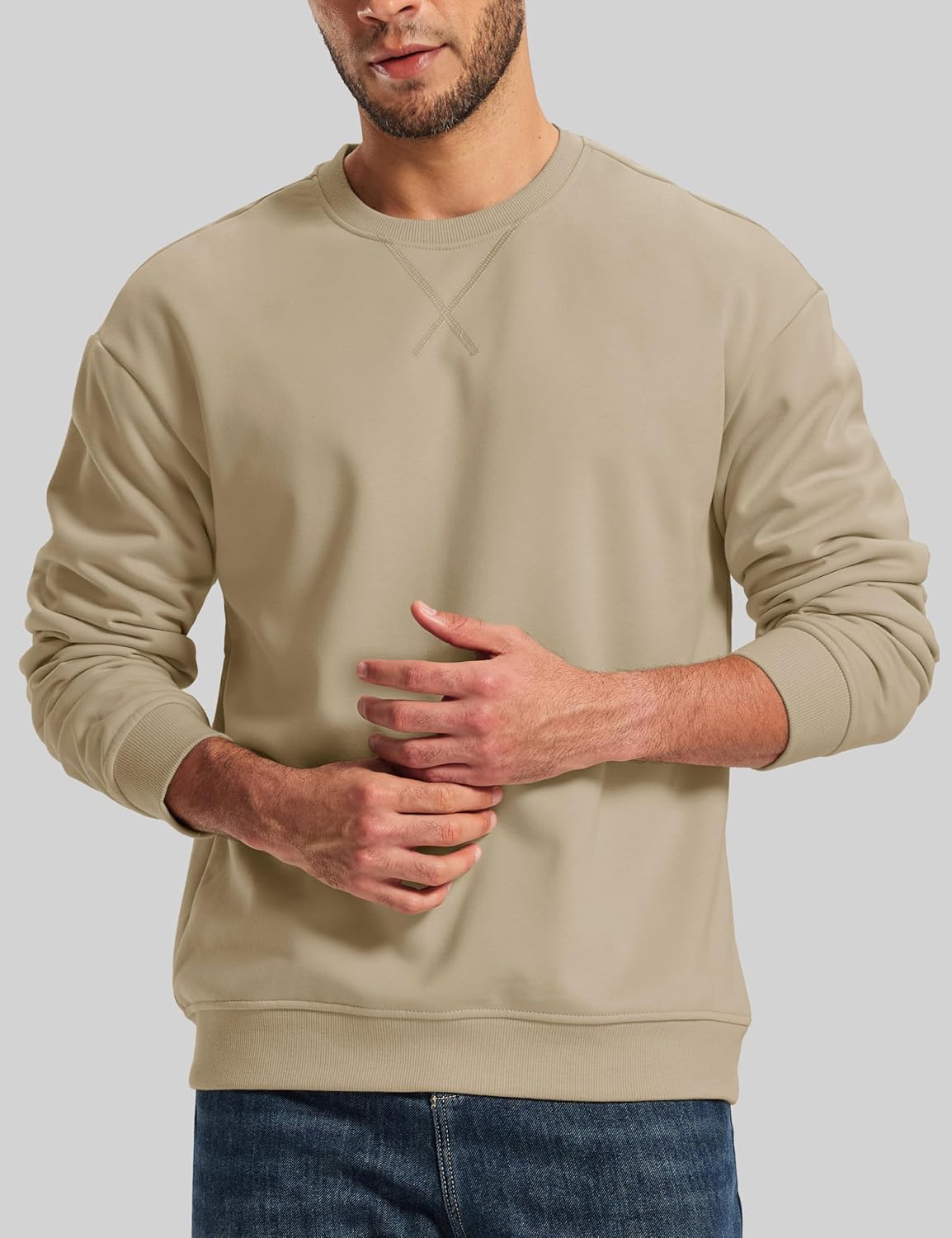 MAGCOMSEN Men's Crewneck Sweatshirt Sherpa Lined Casual Fleece Pullover Thermal Winter Warm Heavyweight Cotton SweatShirts - Image 2