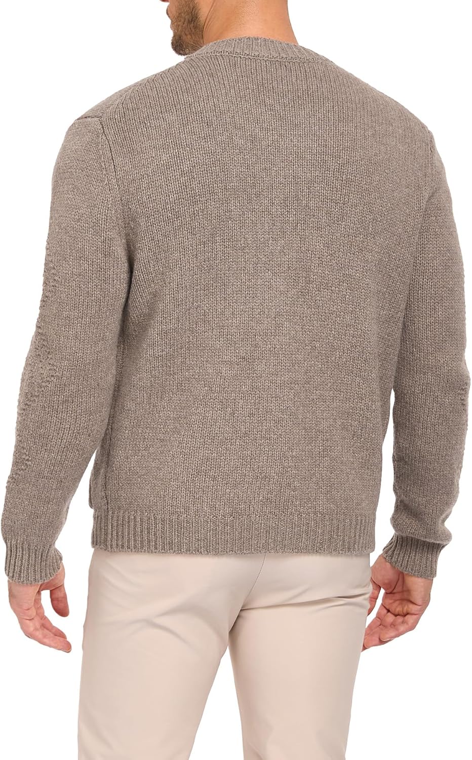 Amazhiyu Men's 100% Wool Button Down Cardigan Sweater V-Neck Long Sleeves Tops