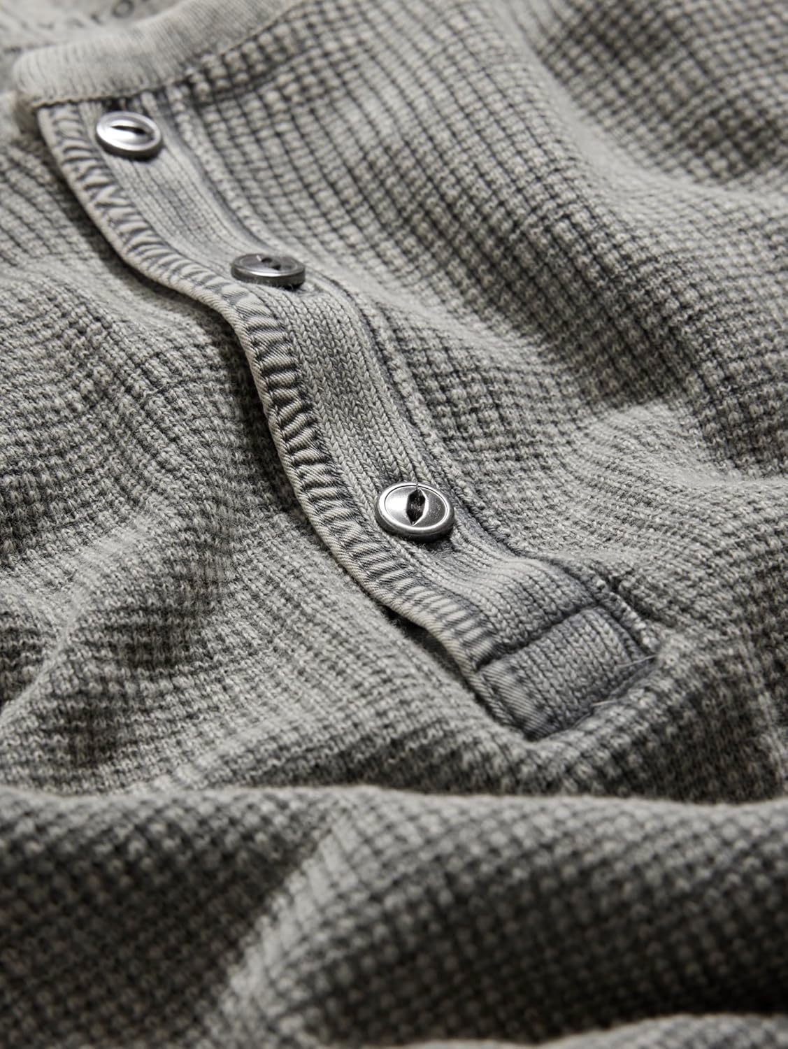 John Varvatos Memphis Waffle Henley Grey Heather LG - Image 5