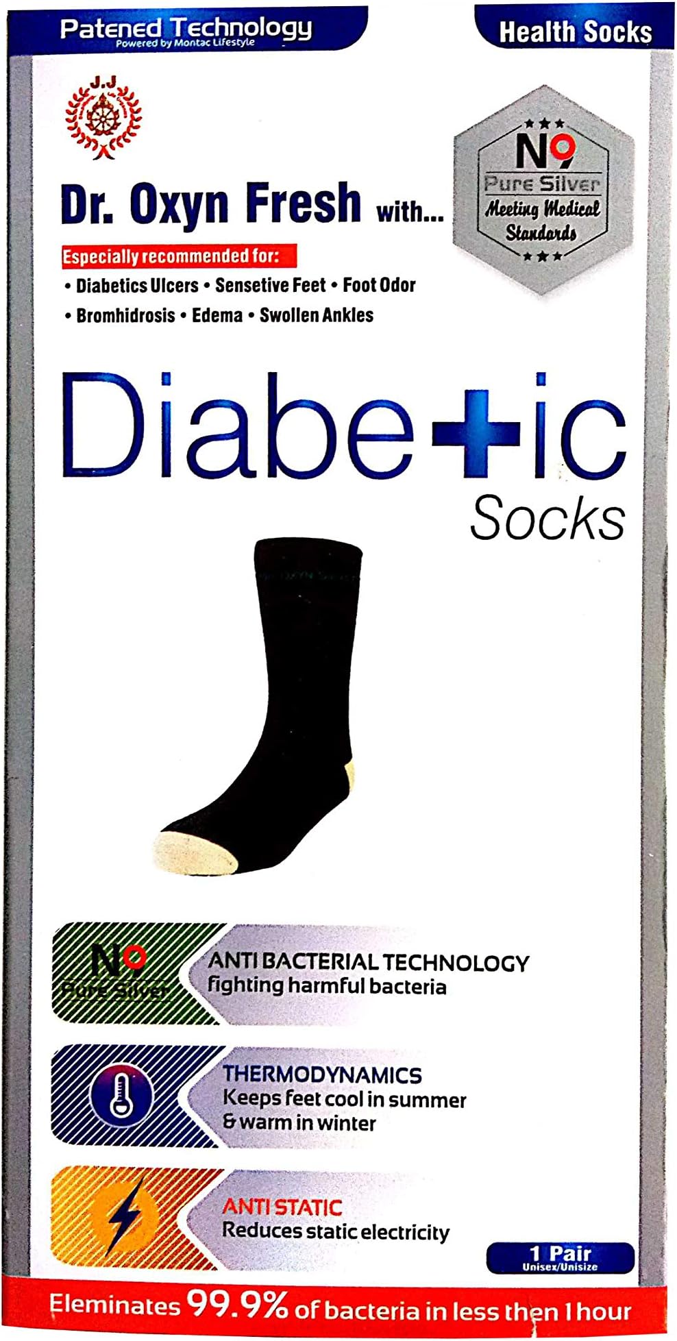 - OXYN World Class Diabetes Socks with Patented N9 Silver Technology