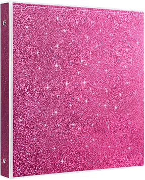 EYROZILL 3 Ring Binder 1 Inch Pink Binders Fashion View Binder with 2 Pockets for Office Supplies, Waterproof, Deep Pink