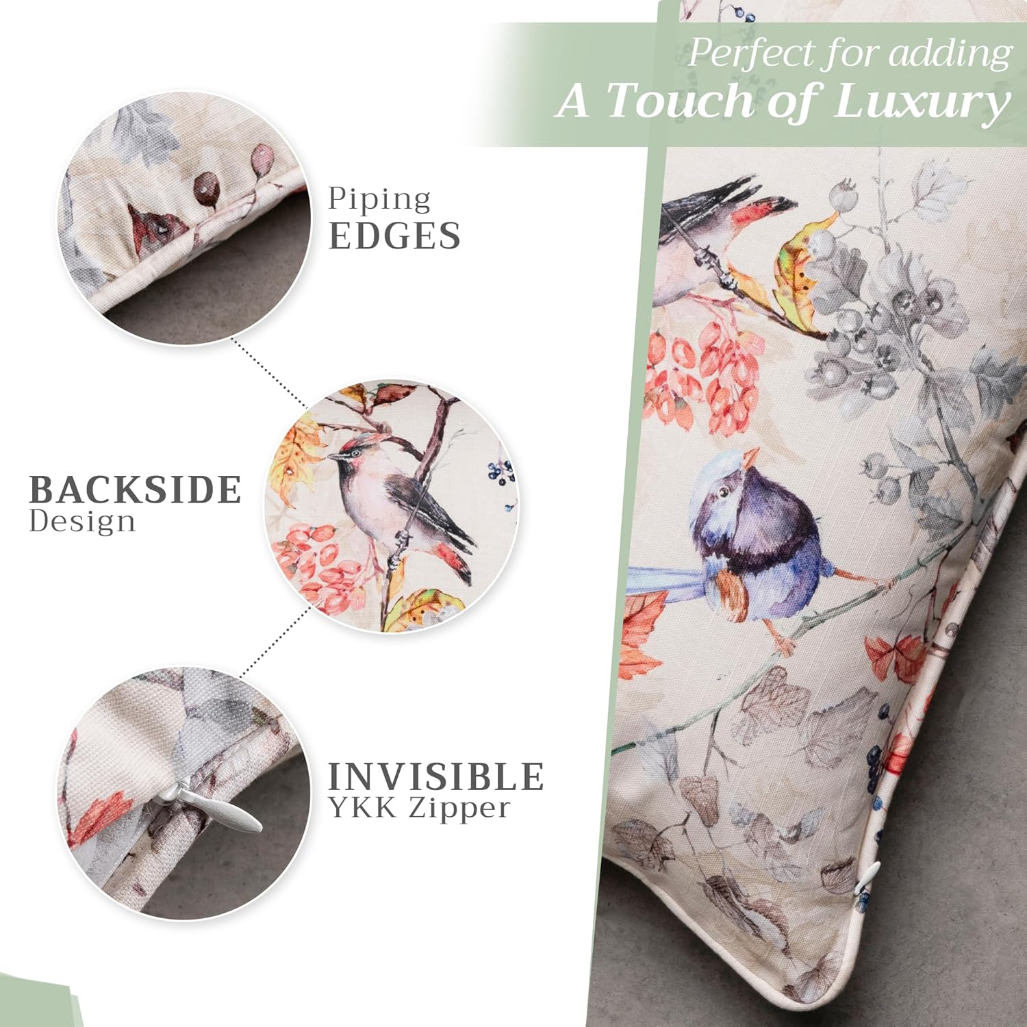 Maison d' Hermine Decorative Pillow Covers 20 x 20 inch Square 100% Cotton Throw Pillow Covers with Invisible Zipper for Living Room Couch Chair Sofas Gifts for Mothers Day - Equinoxe