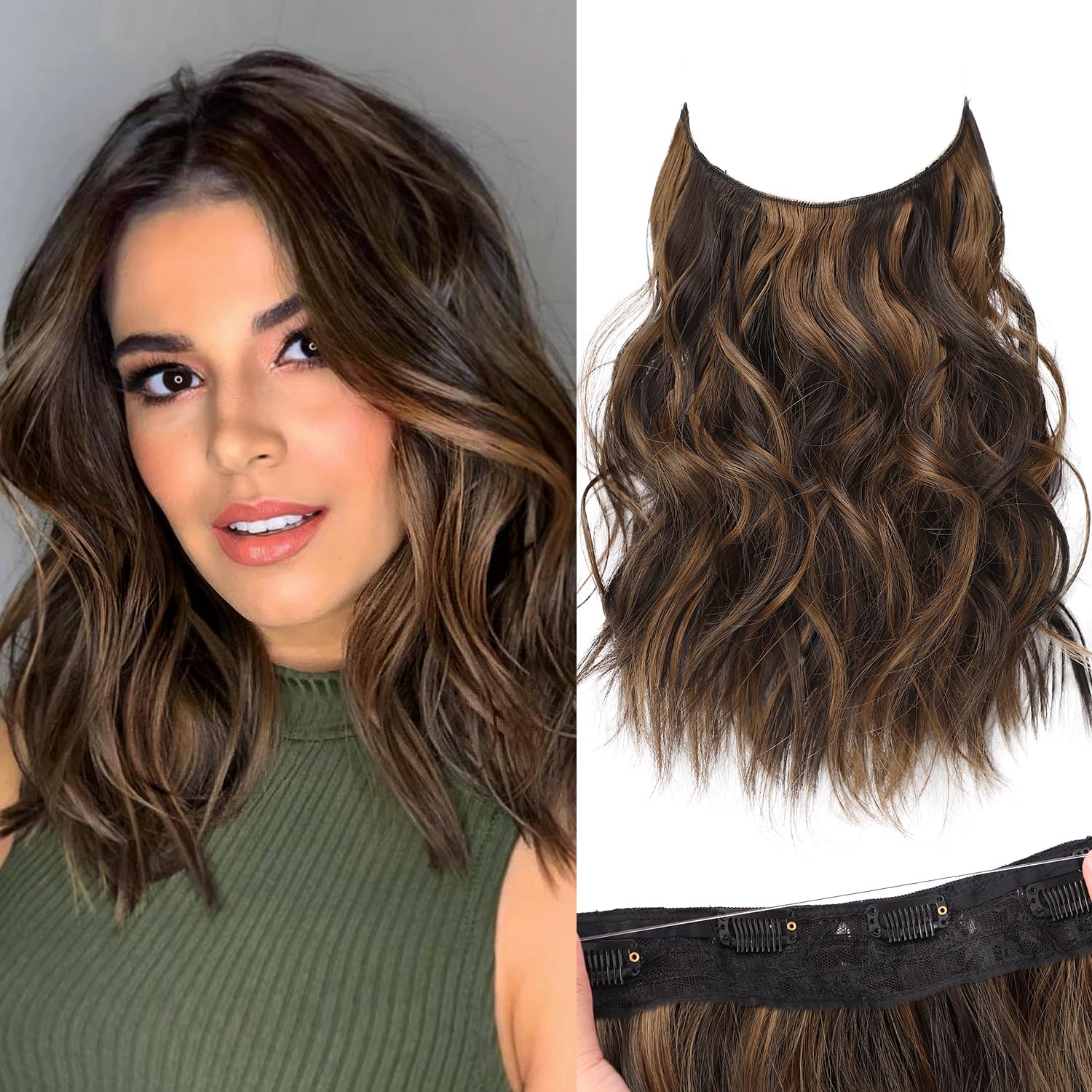 Amazon.com : KooKaStyle Invisible Wire Hair Extensions with Transparent ...