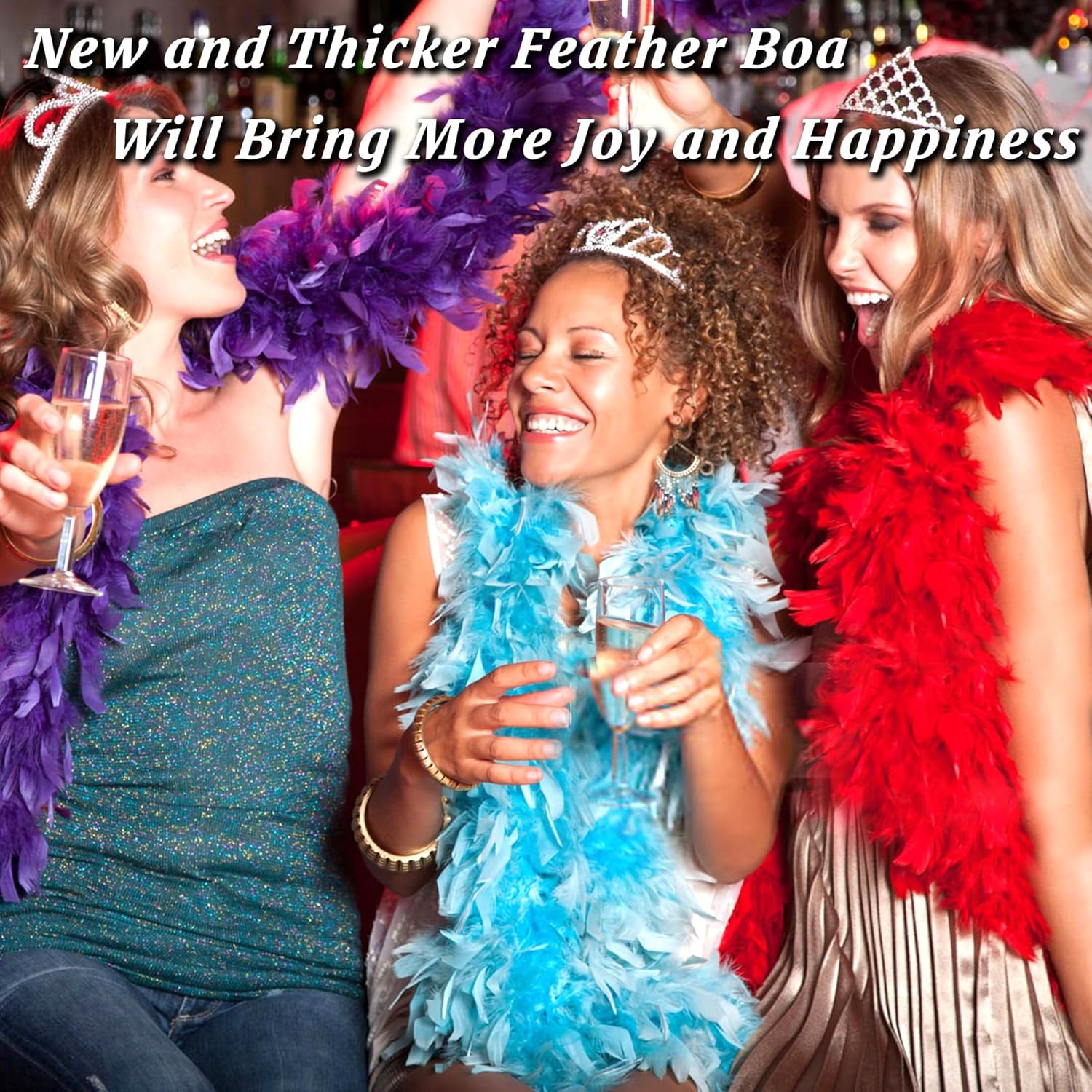 Mardi Gras Feather Boas - 50g 2 Yards Boas Feathers forMardi Gras, Party, Halloween,Christmas,Dancing Wedding(Mardi Gras) - Image 2