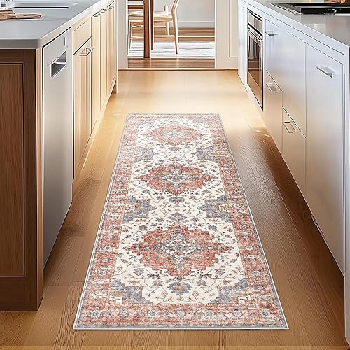 Miniatura 215 de jinchan Alfombra de Área 2x3 pies Alfombra Vintage de Entrada Lavable Bohemia Tapete Interior para Puerta Medallón Floral Tapete Pequeño para Puerta
