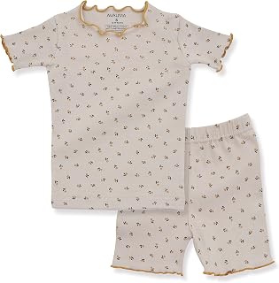 AVAUMA Baby Boy Girl Pajama Set 6M-7T Kids Cute Toddler Snug fit Flower Pattern Design Pjs Cotton Sleepwear Ruffled Shirring