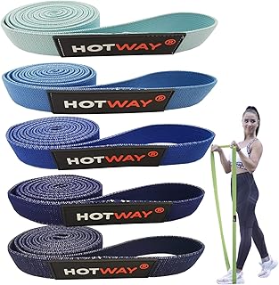 HOTWAY Long Resistance Bands Set, Fabric Pull Up Assistance Exercise Bands for Women, 5 Pack Thick Cloth Heavy Duty Stretch Bands for Full Body Workout & Weight Training