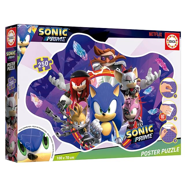 Foto 4 de 7 de Educa - Sonic Prime - Poster Puzzle Infantil de 250 Piezas con Forma Exterior Especial y de Grandes…
