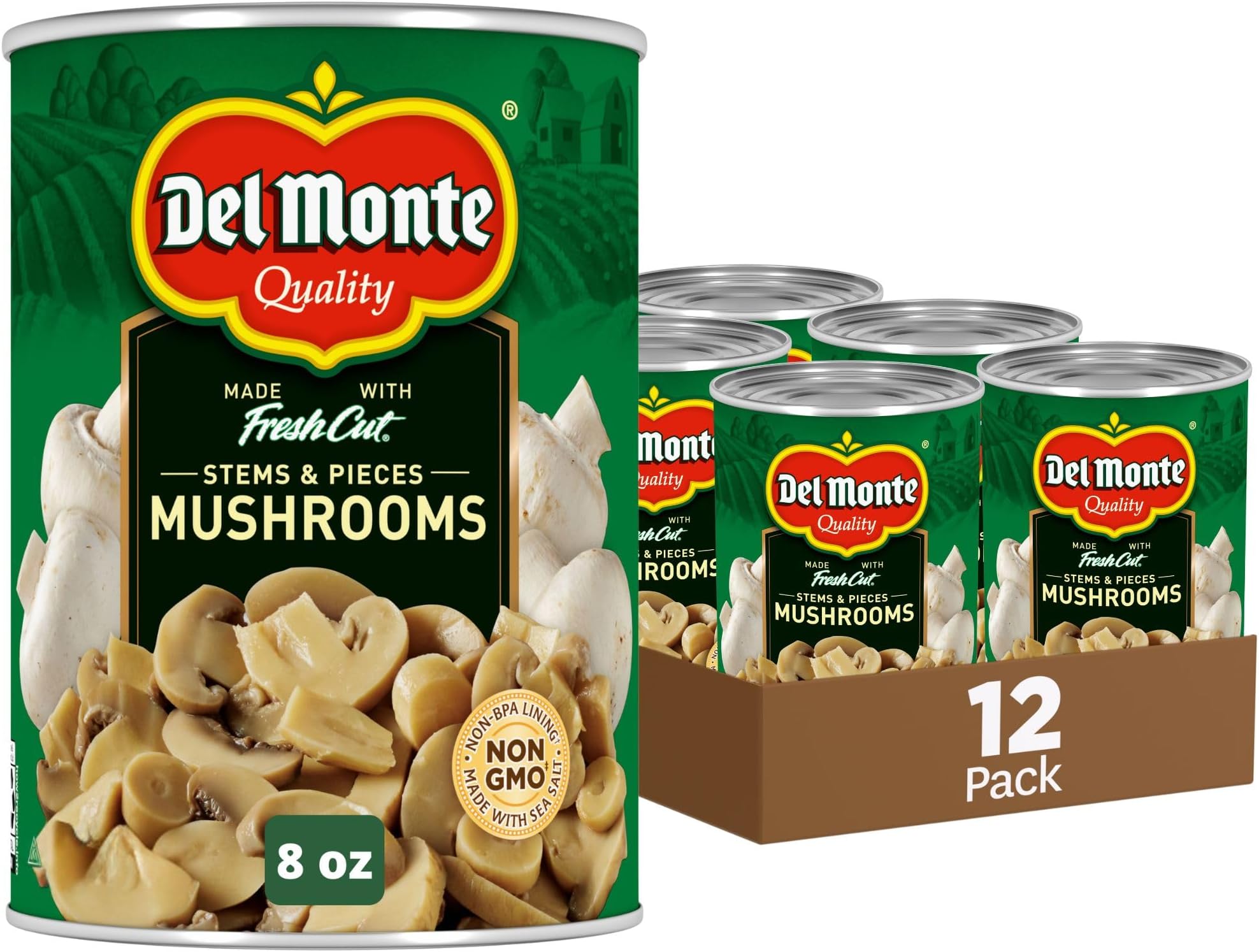 Del Monte® Mushrooms Stems and Pieces 8 oz. Can, 12 Pack