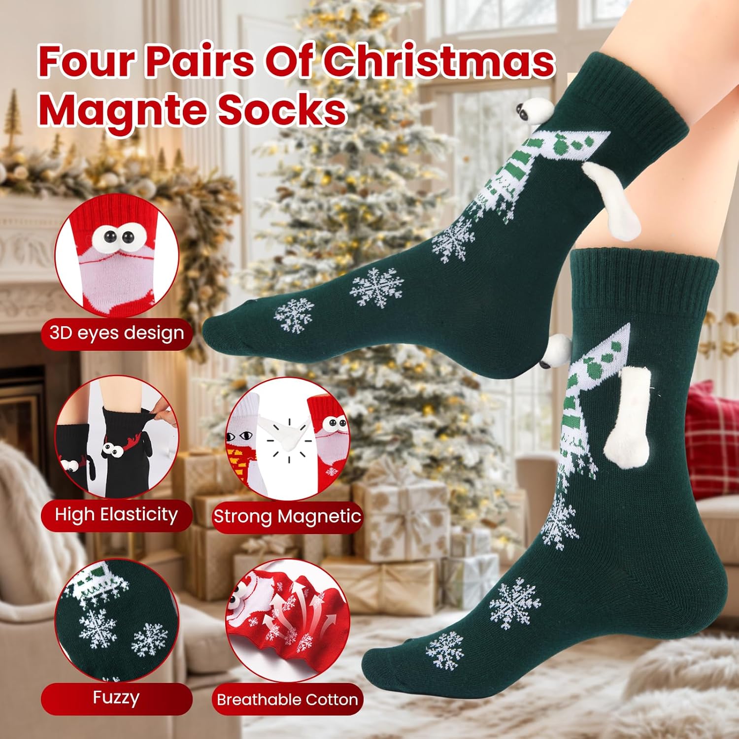 Magnetic Holding Hands Socks,Crazy socks,Gifts for teen girls,Funny Magnetic Suction Couple Socks - Image 4