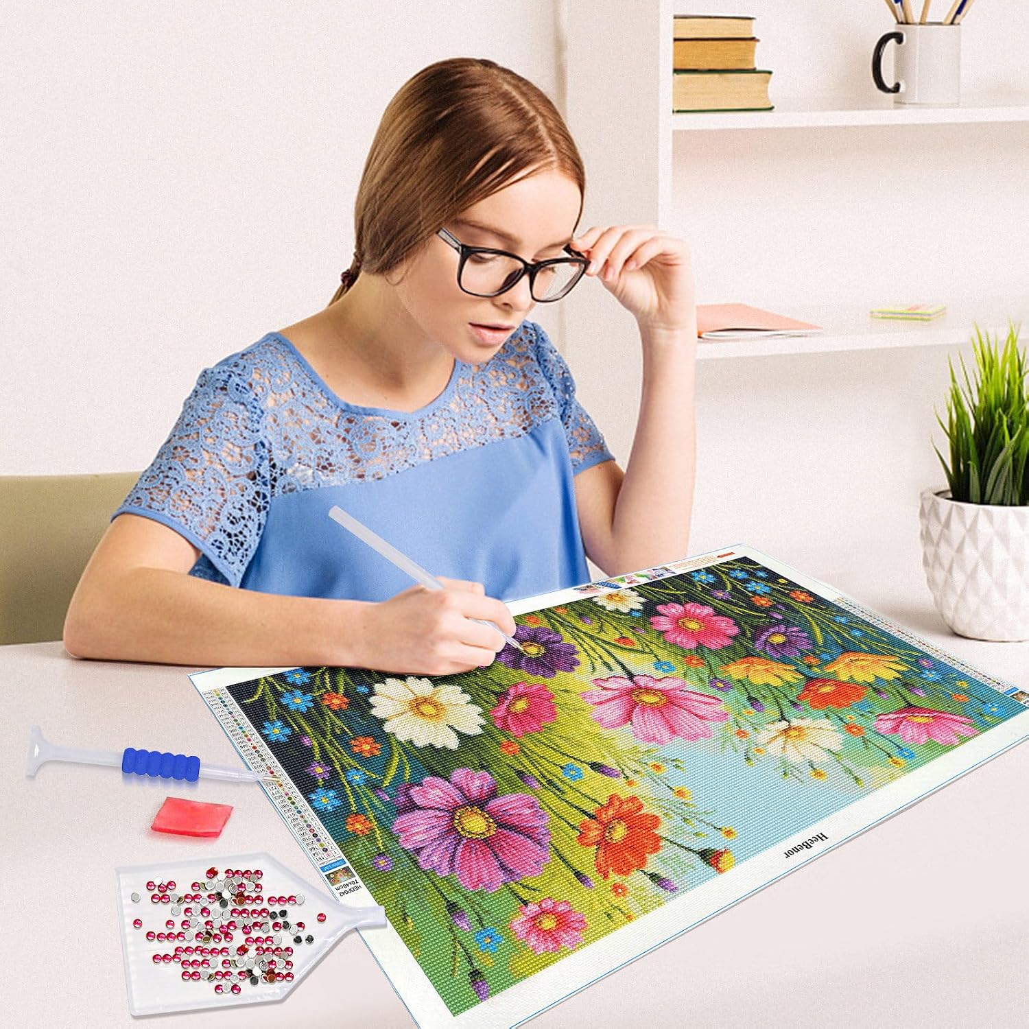HeeBenor 5D Flowers Diamond Painting, Large Diamond Art Kits for Adults image 4