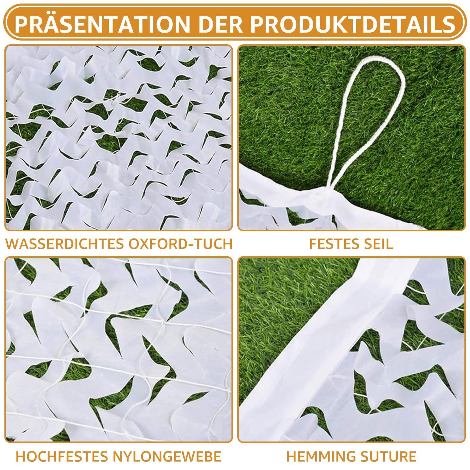 Tarnnetz Weiß 3x4m Sonnenschutz Doppeltes Tarnnetz Camouflage Net, Tarnnetze Sonnenschutznetze Party Dekoration für Garten Freizeit Camping Party Bar Jagd Dekoration