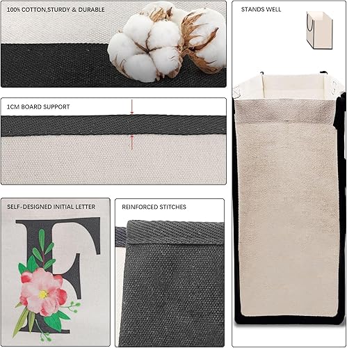 Miniatura 4 de Sadaunbe Bolsa de lona con inicial, bolsa de regalo personalizada para bodas, cumpleaños, vacaciones, bolsa de comestibles reutilizable, letras