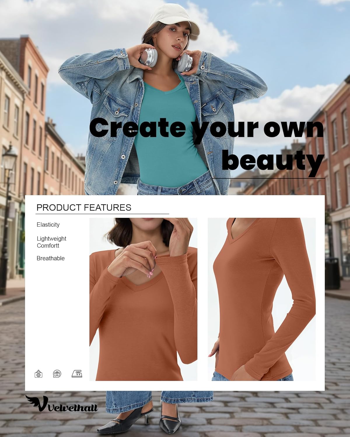 4 Pack Women's Long Sleeve Shirts Tight V Neck Slim Fitted Tops Stretchy Casual Basic T Shirts Layering Tees 2026 - Image 5