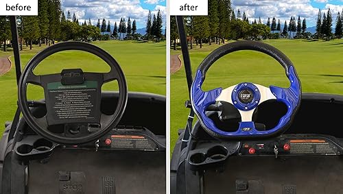 Vista 47 de 10L0L Volante de carrito de golf para Yamaha, EZGO TXT/RXV/Valor, Club Car DS/Precedent/Adward/Tempo Carritos de Golf plateado