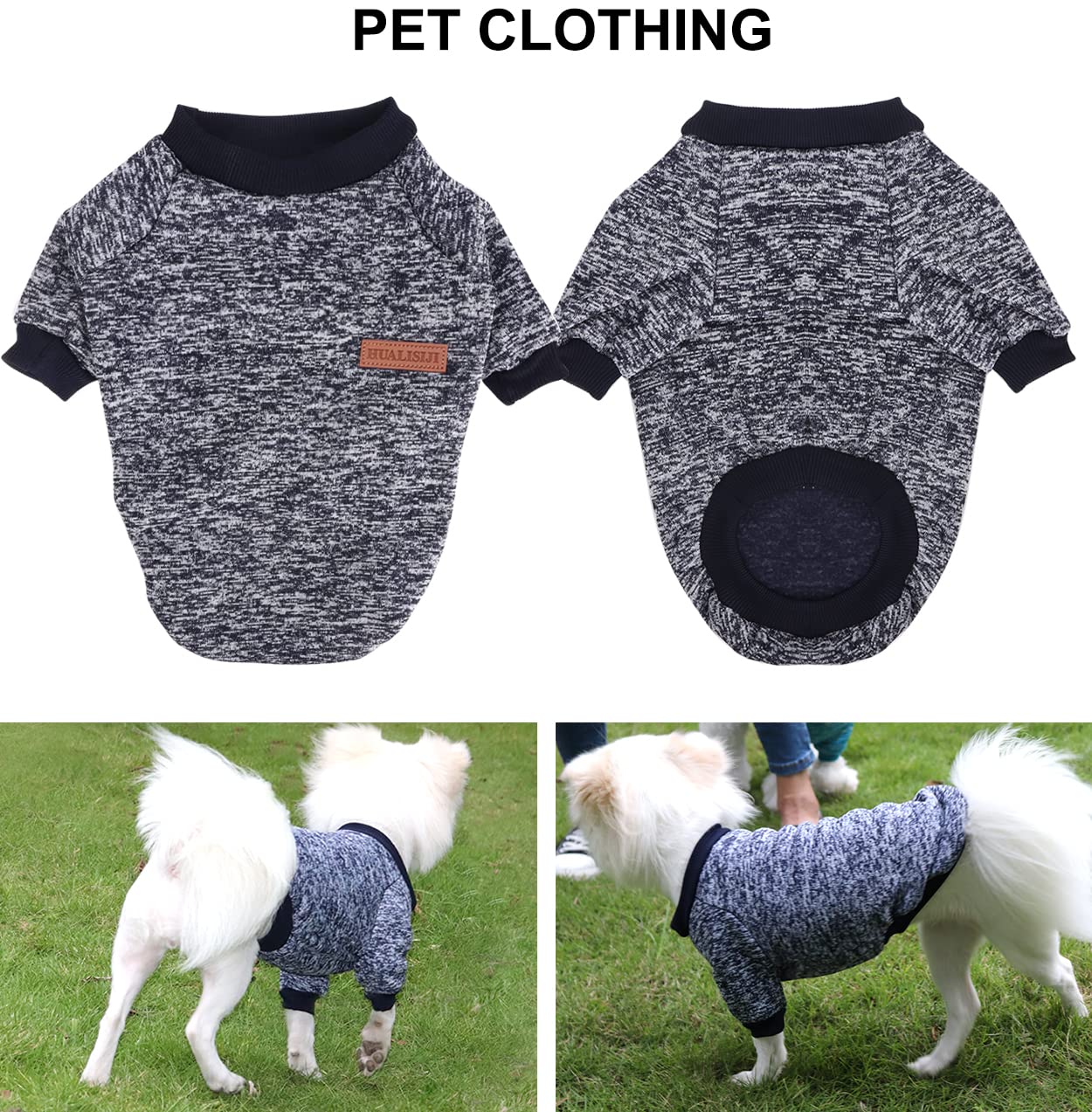 The HuaLiSiJi Dog Jumper in Navy Blue offers a cosy fleece lining for small dogs.