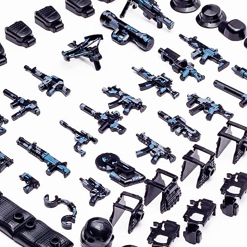 Miniatura 32 de Juego de 63 piezas de armas militares, accesorios de fuerzas especiales del Reino Unido, juguetes de armas, equipo militar, bloques de batalla