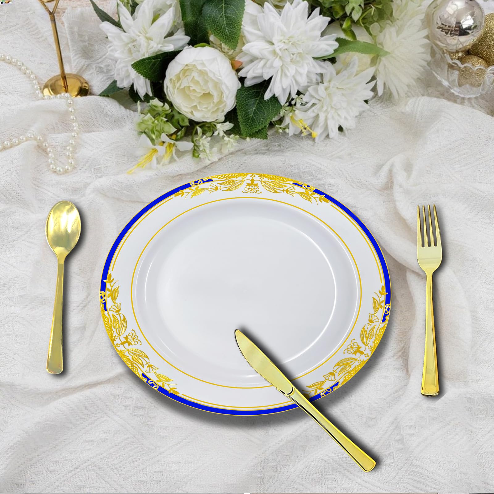 Gold Disposable Plates Set - Elegant Party Plates -5 Gold Disposable Plates Set - Elegant Party Plates -5