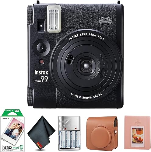 Fujifilm Paquete de cámara instantánea Instax Mini 99 con película instantánea Fuji Instax Mini (20 hojas) + funda de transporte compatible con