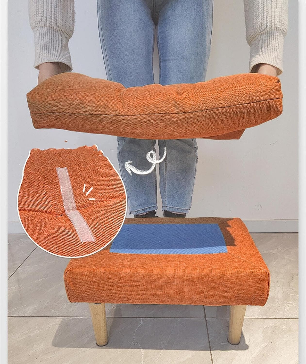 duwanlhridh オットマン 足置き台 低い椅子 木製 軽量 靴交換低いスツール 脚付き 高弾性クッション おしゃれ 耐荷重
